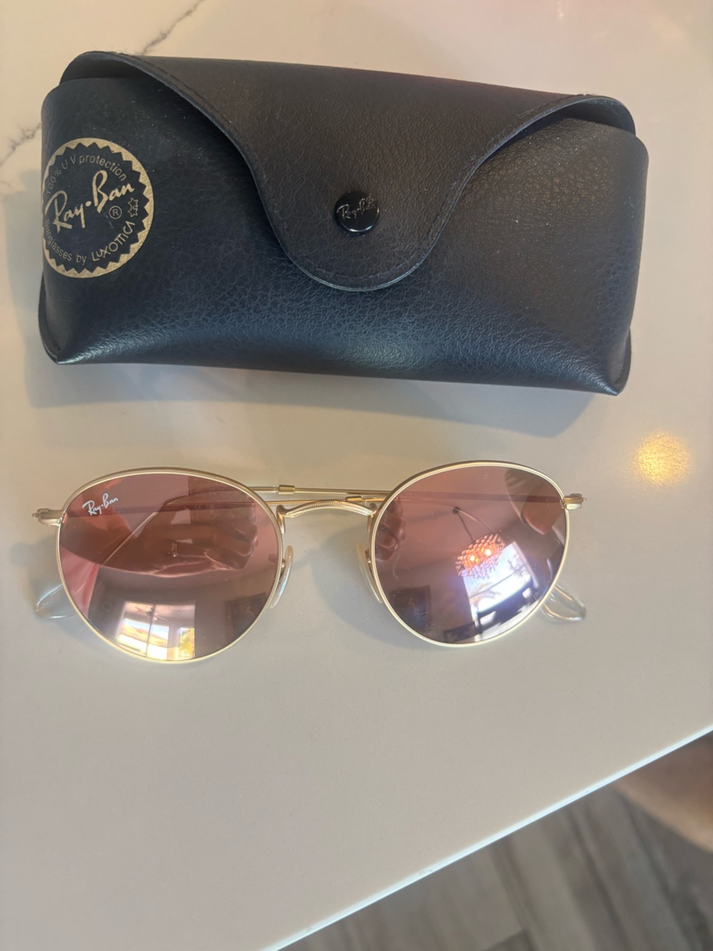 Ray-Ban Round Flash Pink Mirror Sunglasses in great condition. - Picture 3 of 8